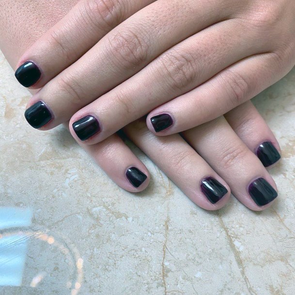 Clean Black Short Nails Women