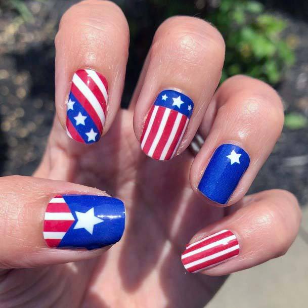 Clear And Neat 4th Of July Nails
