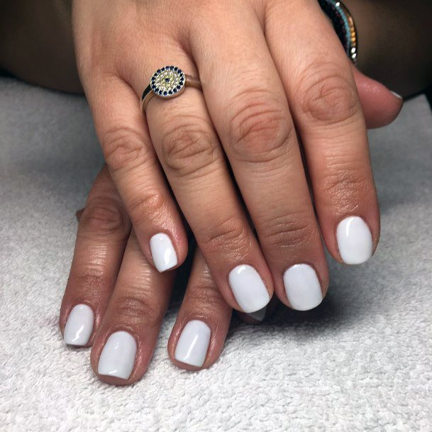 Clear White Polish Squoval Nails