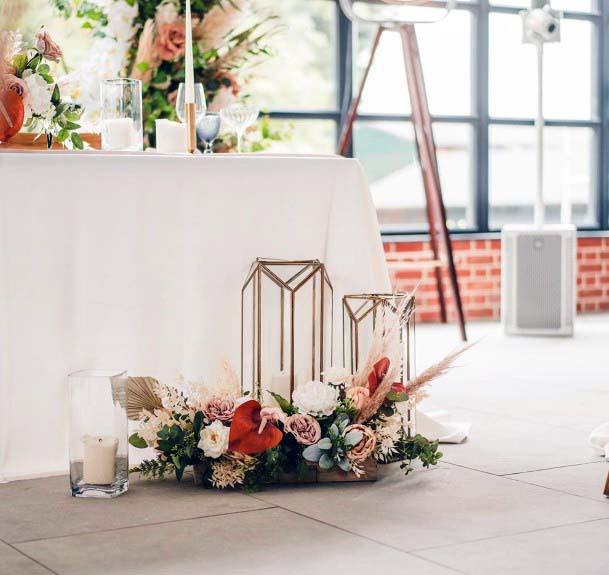 Clear White With Flowers Wedding Head Table Decor