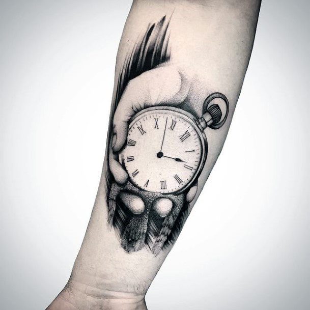 Clock And Hands Tattoo Womens Wrists