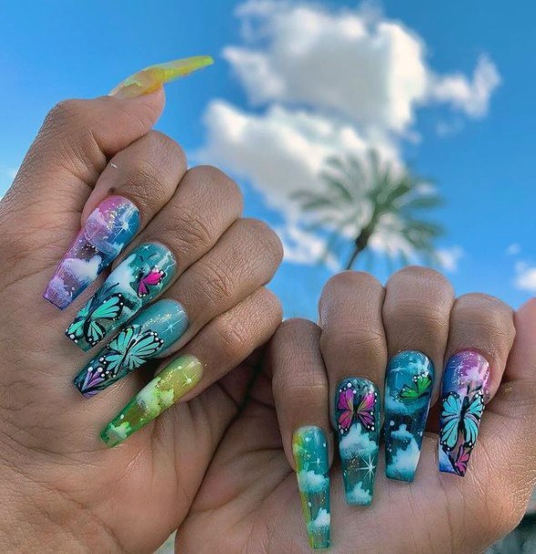 Cloud Burst Rainbow April Nails Women