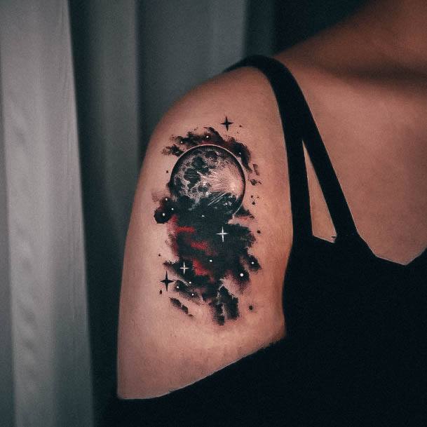 Cloud Tattoo Design Inspiration For Women Outer Space Moon