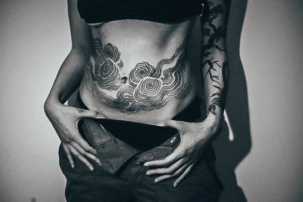 Cloud Womens Tattoos Stomach