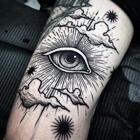 Cloudy Eye Tattoo For Women On Arms