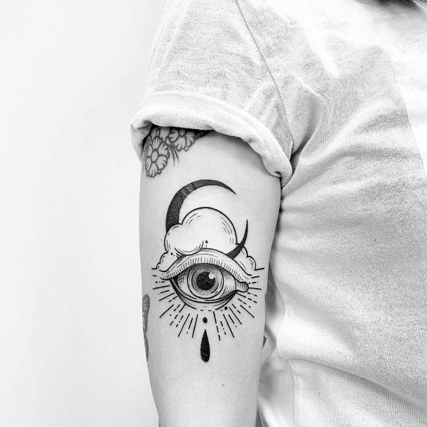 Cloudy Rain Tattoo Eye For Women On Arms