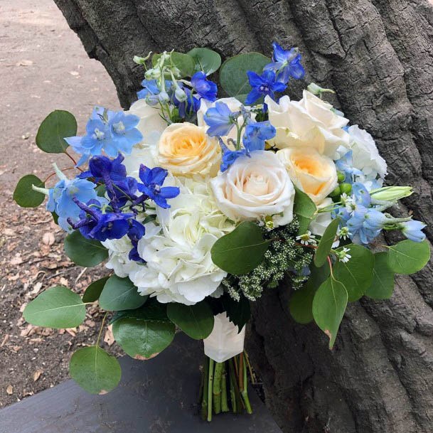 Clump Of White Blue Wedding Flowers