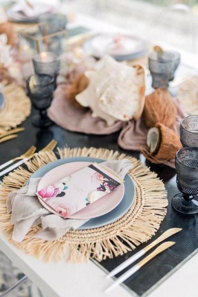 Coconut And Seashell Reception Table Decor Beach Wedding Ideas