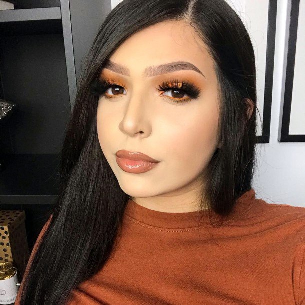 Coffee Brown And Orange Eyeshadow Women