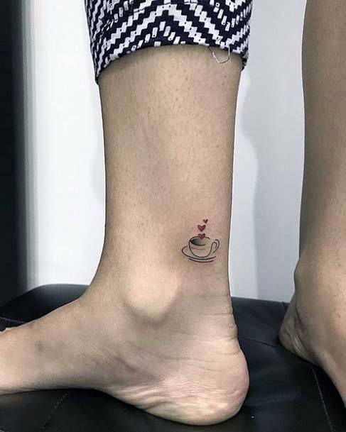 Coffee Love Tattoo Womens Ankle