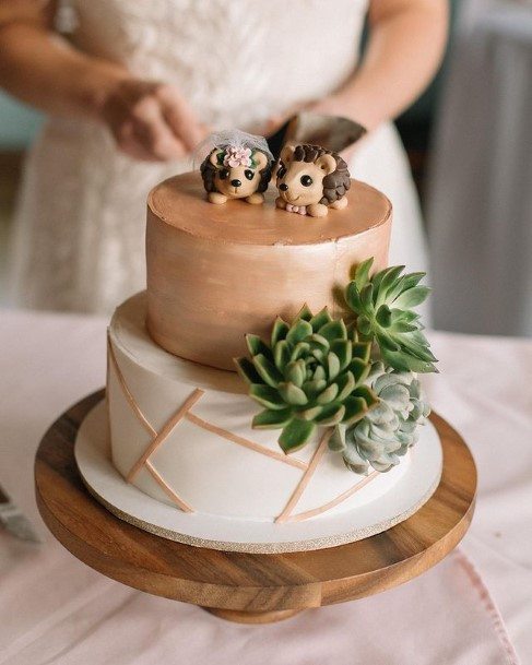 Coffee Toned 2 Tier Wedding Cake