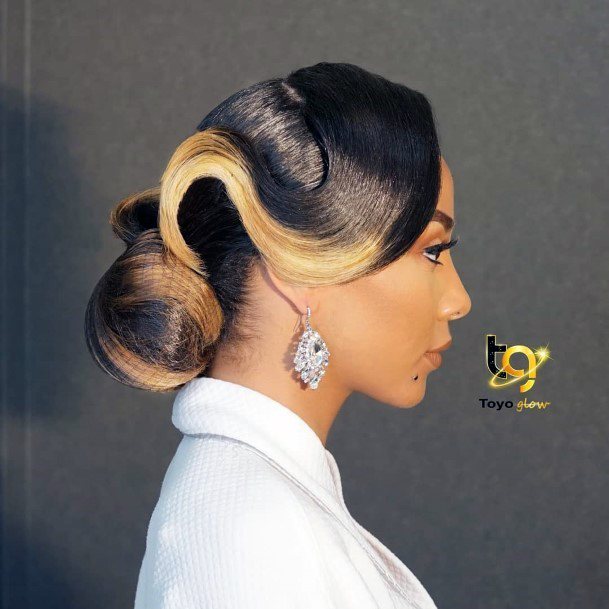 Coiled Golden Edged Fringe Wedding Hairstyles For Black Women