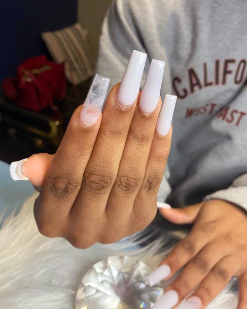 Coldly White Long Snow Nails Women