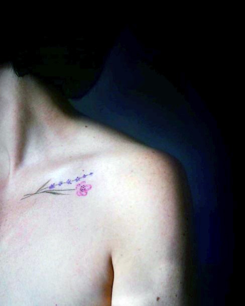 Collar Bone Tattoo Cherry Blossom Women Design