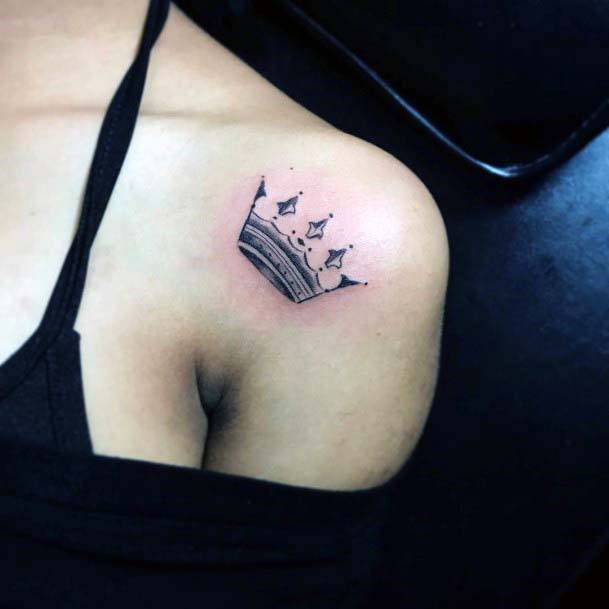 Collarbone Crown Tattoo Women