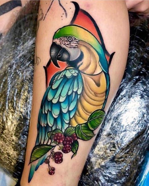 Colored Bird Tattoo Women