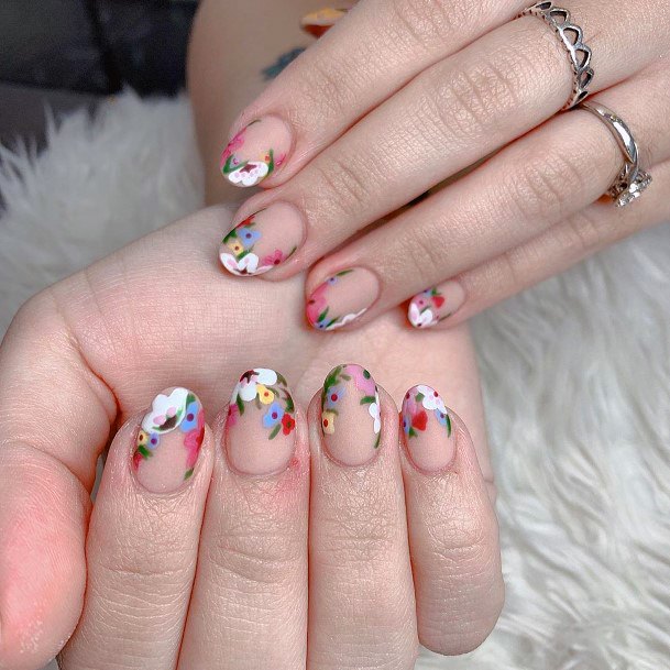 Colored Daisies On Nail Tips