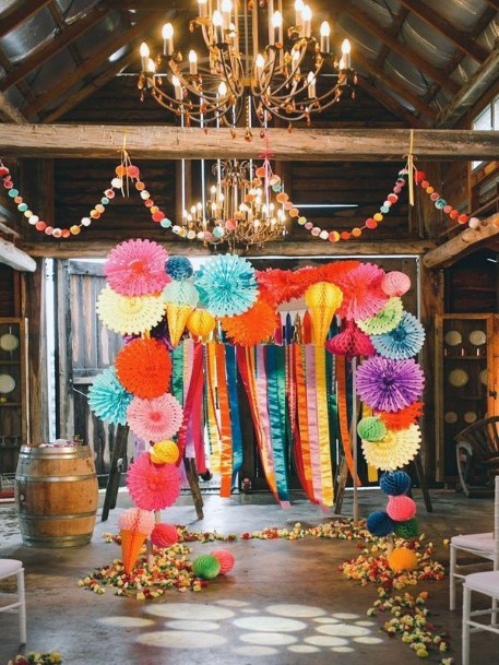 Colored Floral Tissues Mexican Wedding Decorations