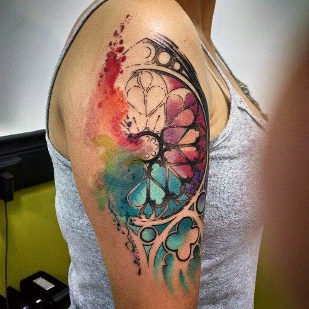 Colored Tattoo Womens Half Sleeve