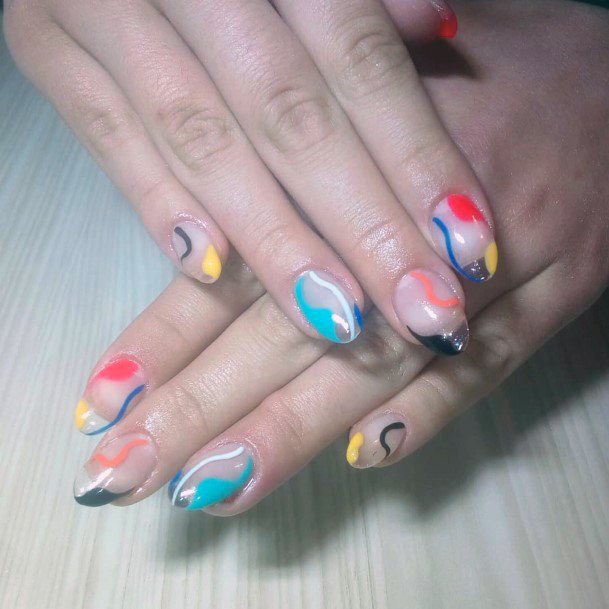 Colored Worms On Transparent Nails For Women