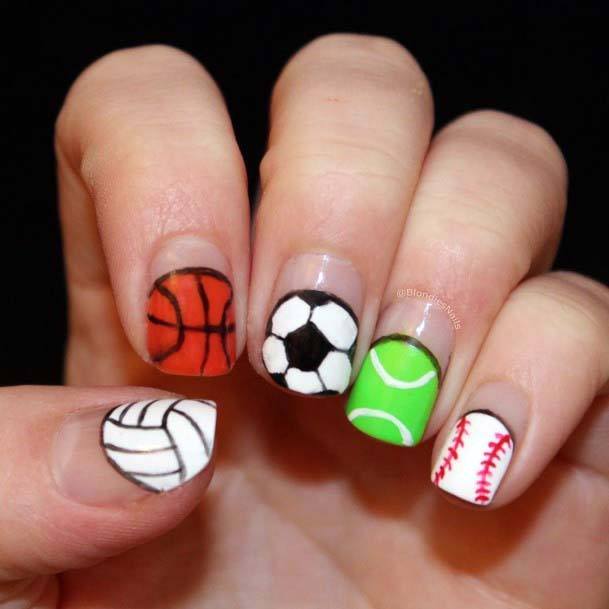 Colorful Ball Textured Sport Nails For Women