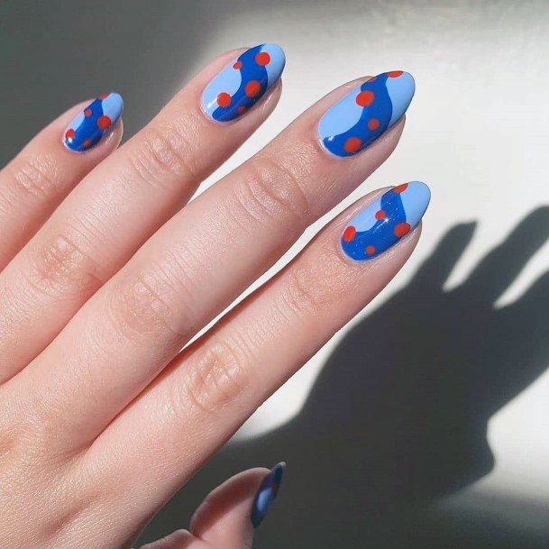 Colorful Blue And Red Nail Ideas For Women