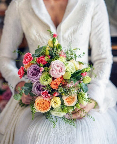 Colorful Bright Wedding Floral Bouquet Ideas For Bride