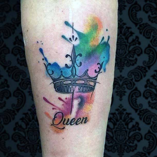 Colorful Crown Tattoo Women