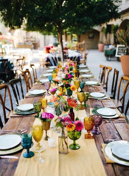 Colorful Glasses Mexican Wedding Table