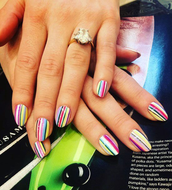 Colorful Lines Birthday Nails