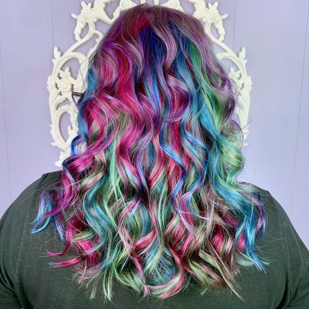 Colorful Rainbow Tight Curls Modern Hairstyle