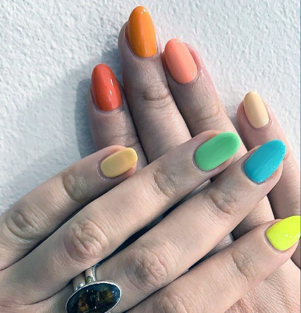 Colorful Summer Shellac Nails For Women