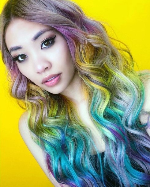 Colorful Tiered Modern Hairstyle Women