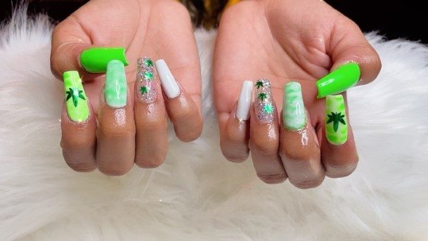 Colorful Womens 420 Nail Design Ideas