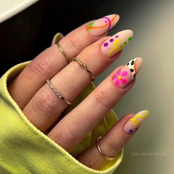 Colorful Womens Abstract Nail Design Ideas