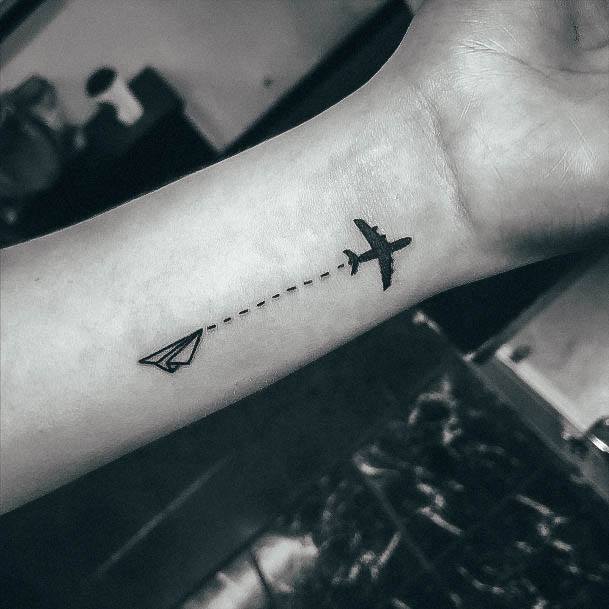 Colorful Womens Airplane Tattoo Design Ideas