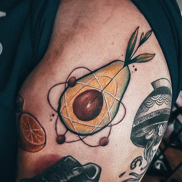 Colorful Womens Avocado Tattoo Design Ideas