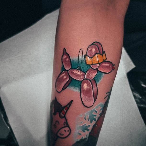 Colorful Womens Ballon Animal Tattoo Design Ideas