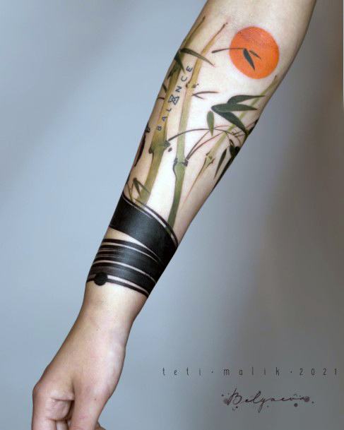 Colorful Womens Bamboo Tattoo Design Ideas