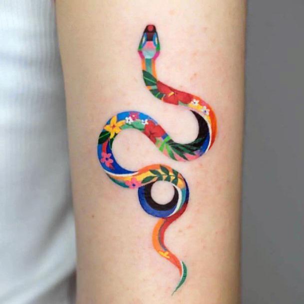 Colorful Womens Bicep Tattoo Design Ideas