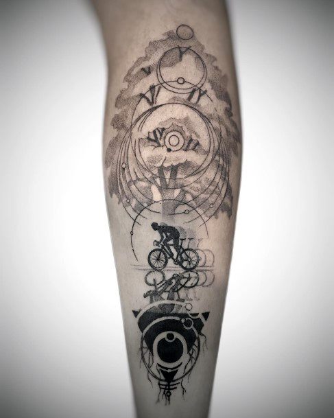 Colorful Womens Bicycle Tattoo Design Ideas