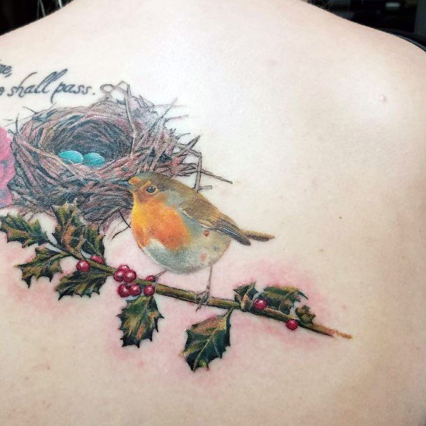 Colorful Womens Birds Nest Tattoo Design Ideas