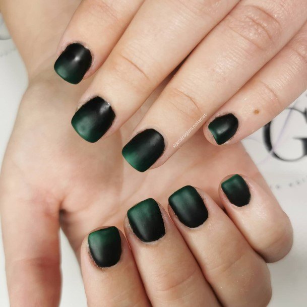 Colorful Womens Black And Green Nail Design Ideas