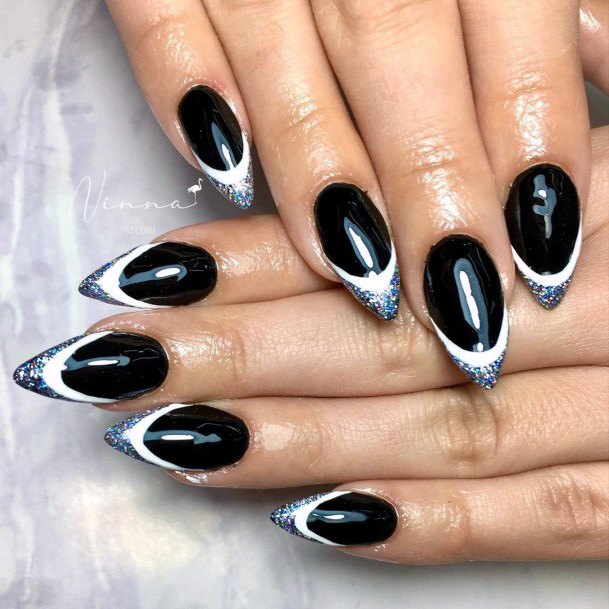 Colorful Womens Black Dress Nail Design Ideas