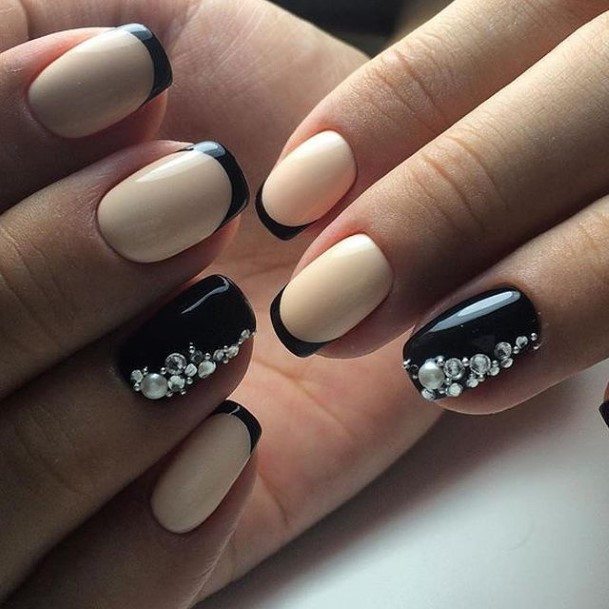 Colorful Womens Black Prom Nail Design Ideas