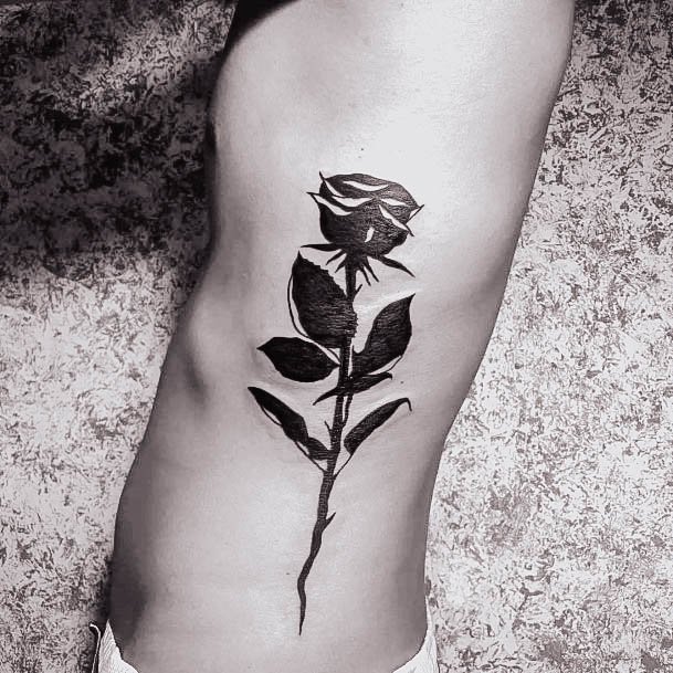 Colorful Womens Black Rose Tattoo Design Ideas