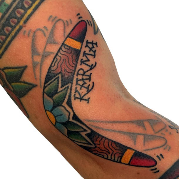 Colorful Womens Boomerang Tattoo Design Ideas