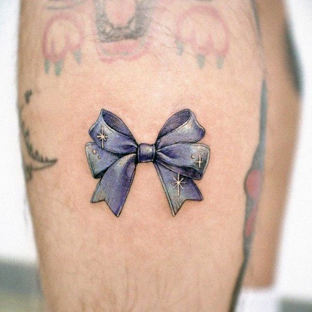 Colorful Womens Bow Tattoo Design Ideas