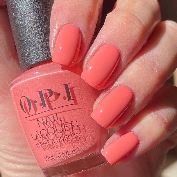 Colorful Womens Bright Coral Nail Design Ideas