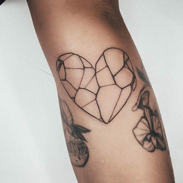 Colorful Womens Broken Heart Tattoo Design Ideas